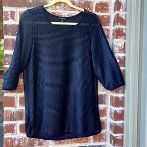 Navy woven 3/4 length sleeve long top